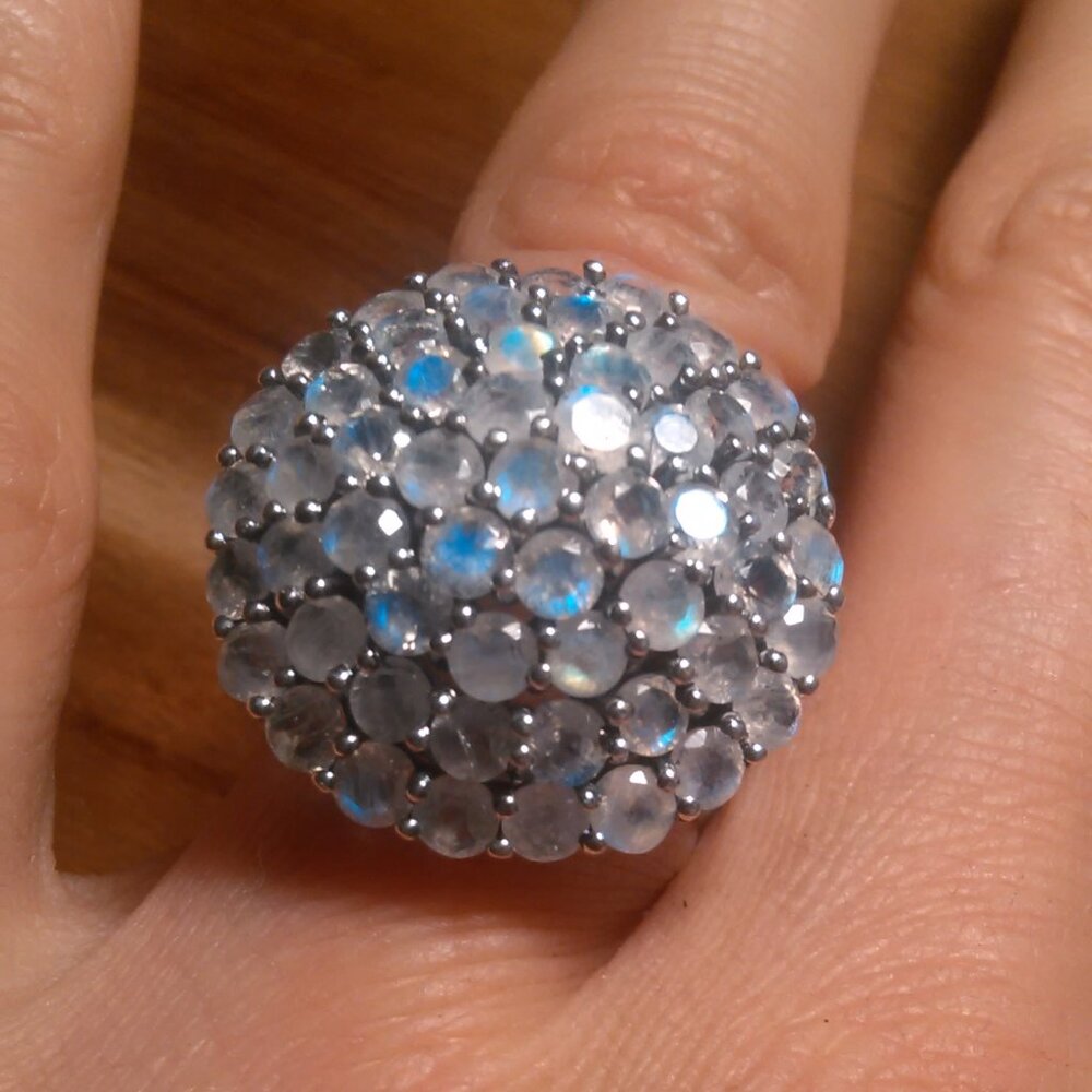 Moon Glow Moonstone Sterling Silver Victorian Moonlight Ring (Size 6)